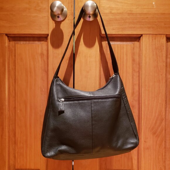 The Sak Black Genuine Leather Hobo Shoulder Bag Medium Minimalist Boho Goth - Picture 3 of 8